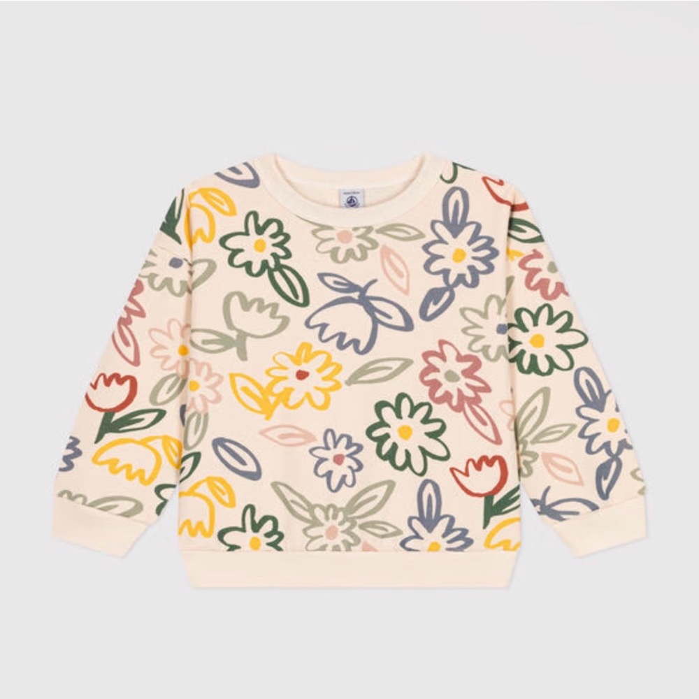 Petit Bateau Cream Floral Sweatshirt